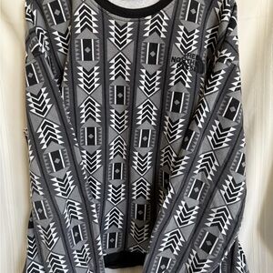 The North Face Rage Fleece Crewneck Sweatshirt Black Aztec Print Men's Size XXL